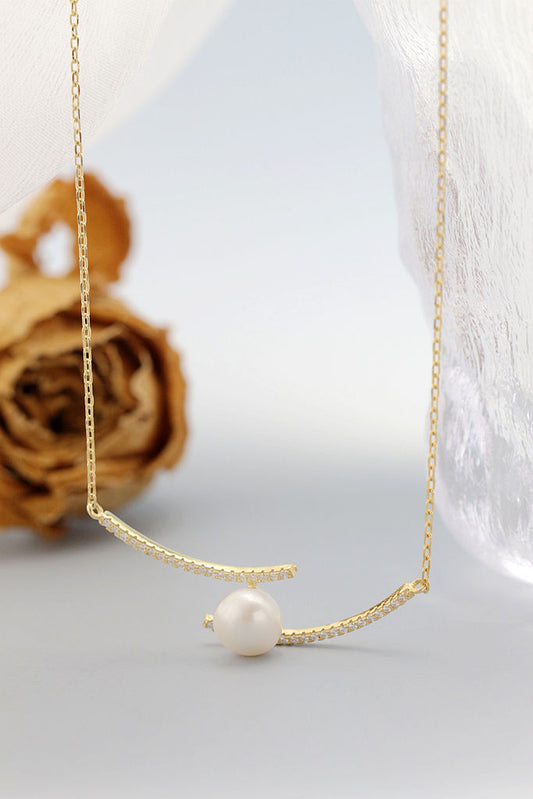 Exquisite 925 Sterling Silver Pendant Inlaid Natural Freshwater Pearl 18K Gold Plated Pendant Necklace Set Minimalist Jewelry
