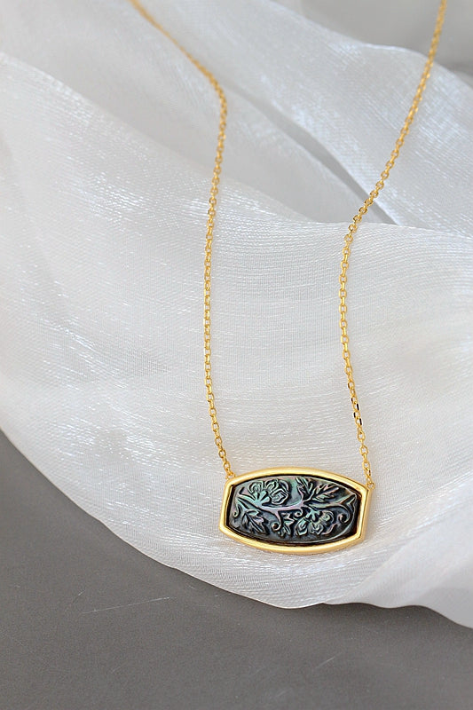 925 Sterling Silver Pendant Inlaid Natural Pearl Shell Silver Necklace Concise Trendy 18K Gold Plated Jewelry Gift