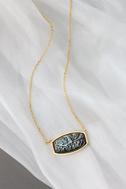 925 Sterling Silver Pendant Inlaid Natural Pearl Shell Silver Necklace Concise Trendy 18K Gold Plated Jewelry Gift