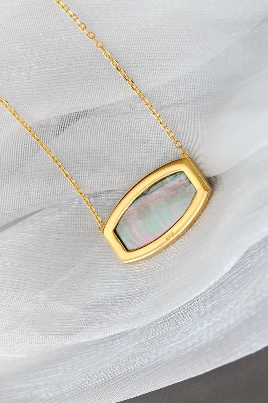 925 Sterling Silver Pendant Inlaid Natural Pearl Shell Silver Necklace Concise Trendy 18K Gold Plated Jewelry Gift