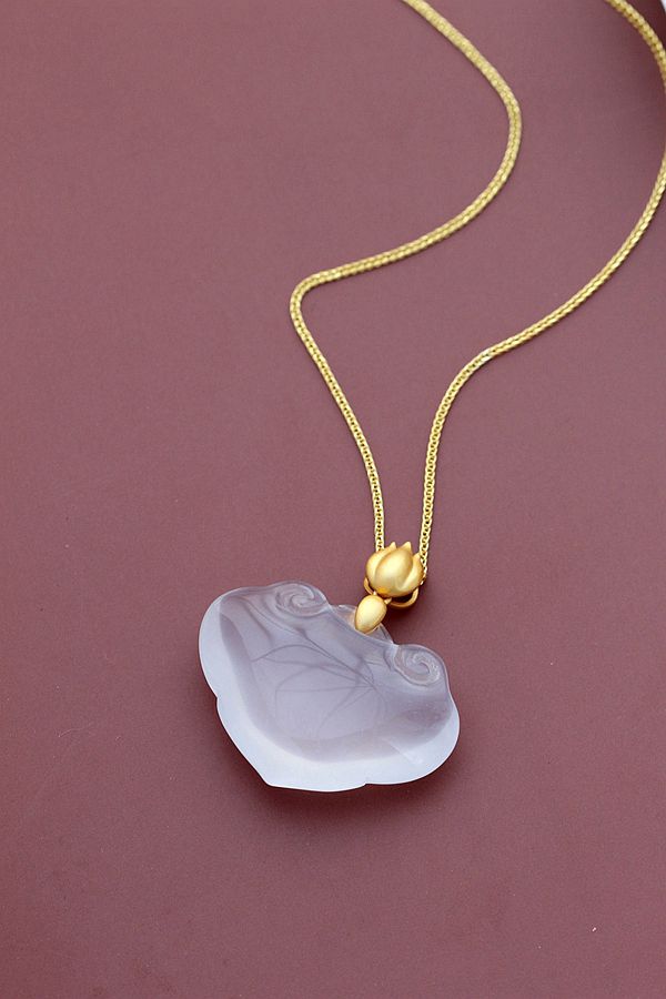 Authentic 925 Sterling Silver Pendant Inlaid Natural Chalcedony Gold Plated Pendant National Style Female Trendy Jewelry Gift