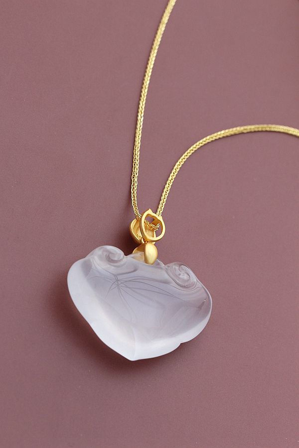 Authentic 925 Sterling Silver Pendant Inlaid Natural Chalcedony Gold Plated Pendant National Style Female Trendy Jewelry Gift