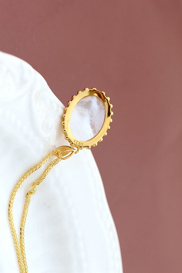 Authentic 925 Sterling Silver Pendant Inlaid Natural Pearl Shellfish Lapis 18K Gold Plated Pendant Fashion Lady Jewelry Gift