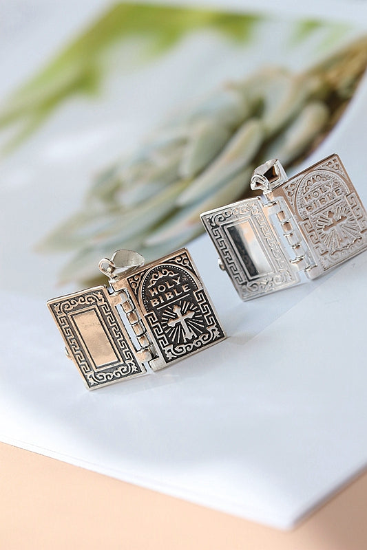925 Sterling Silver Pendant Jesus Biblical That Can Be Opened Books Pendant Retro National Style Jewelry Gift