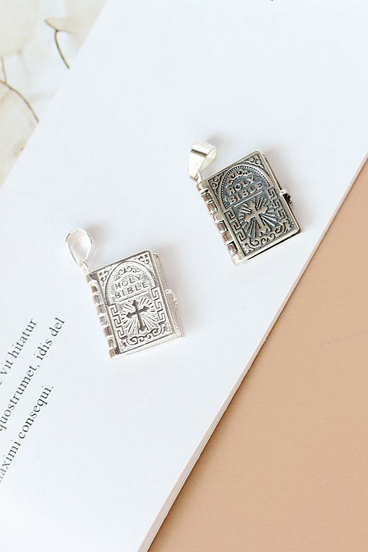 925 Sterling Silver Pendant Jesus Biblical That Can Be Opened Books Pendant Retro National Style Jewelry Gift