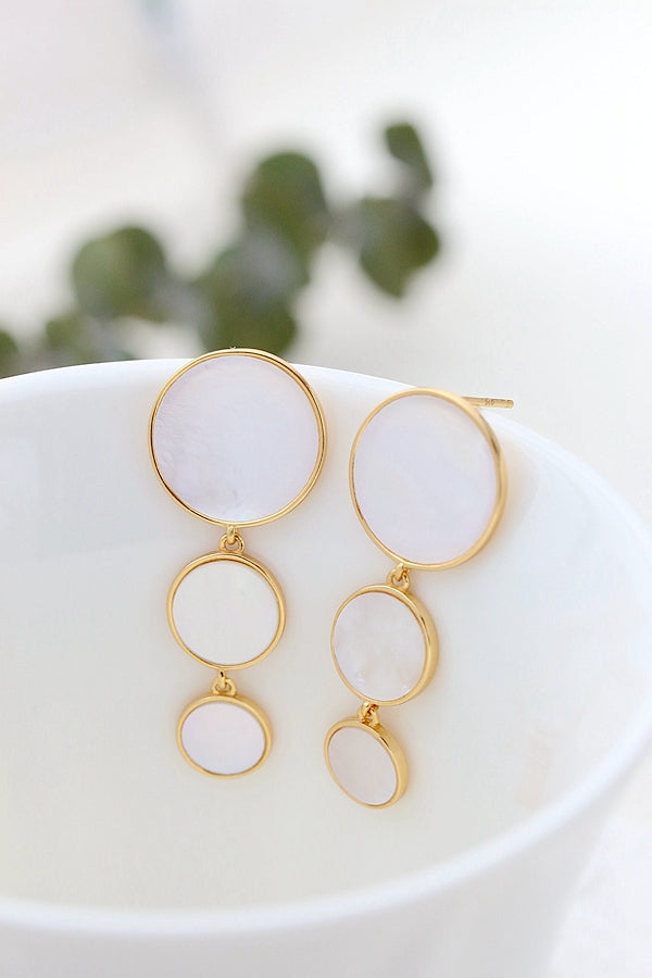 Authentic 925 Sterling Silver Earring Inlaid Natural Pearl Shellfish Round Earring 18K Gold Plated Fashion Creative Jewelry Gift