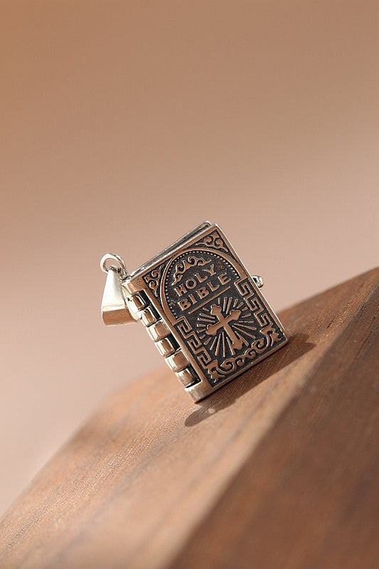 925 Sterling Silver Pendant Jesus Biblical That Can Be Opened Books Pendant Retro National Style Jewelry Gift