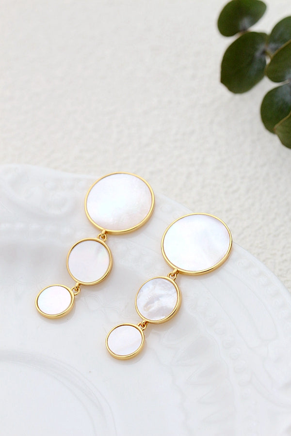 Authentic 925 Sterling Silver Earring Inlaid Natural Pearl Shellfish Round Earring 18K Gold Plated Fashion Creative Jewelry Gift