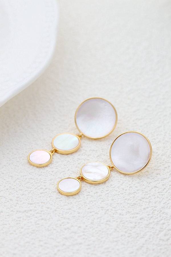 Authentic 925 Sterling Silver Earring Inlaid Natural Pearl Shellfish Round Earring 18K Gold Plated Fashion Creative Jewelry Gift