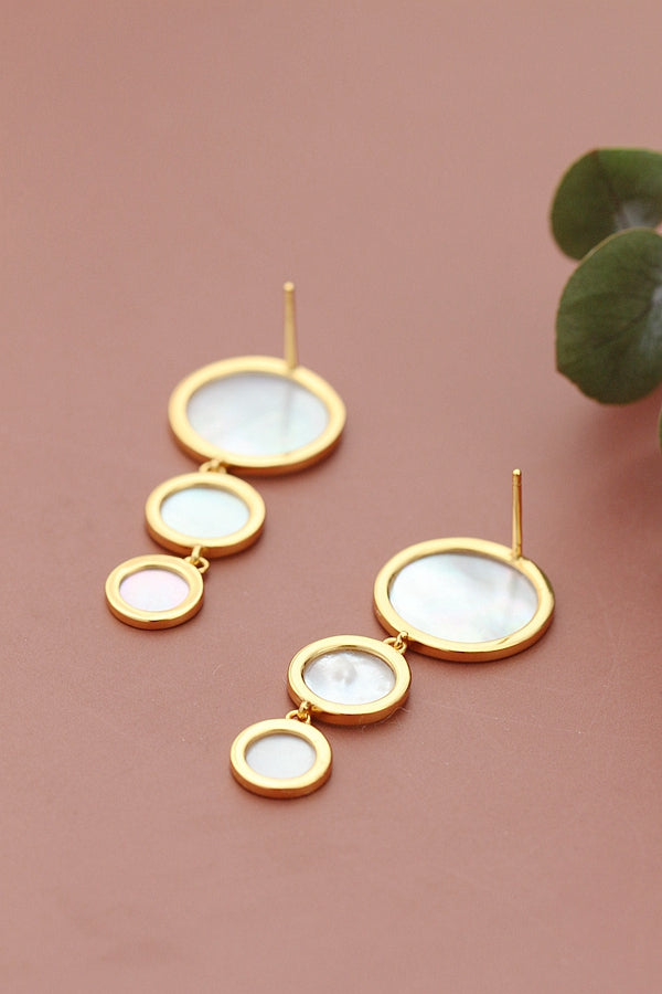 Authentic 925 Sterling Silver Earring Inlaid Natural Pearl Shellfish Round Earring 18K Gold Plated Fashion Creative Jewelry Gift