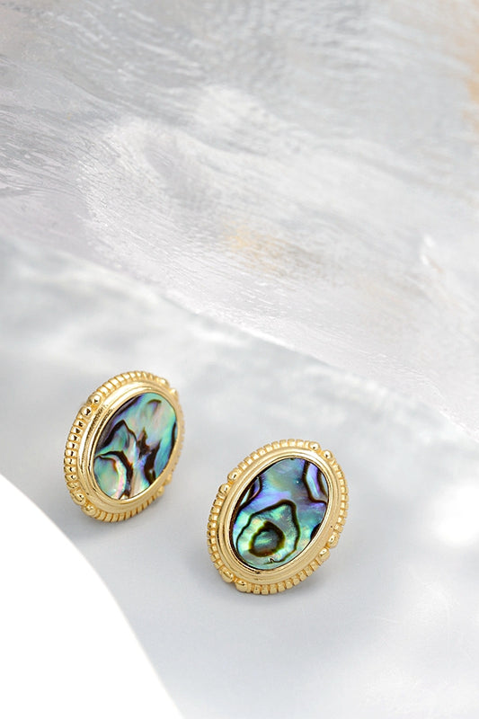 Authentic 925 Sterling Silver Earring Inlaid Natural Abalone Shell 18K Gold Plated Earring Geometric Design Fashion Jewelry Gift
