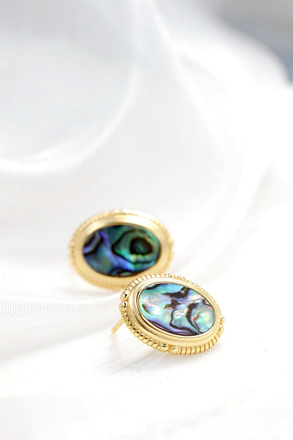 Authentic 925 Sterling Silver Earring Inlaid Natural Abalone Shell 18K Gold Plated Earring Geometric Design Fashion Jewelry Gift