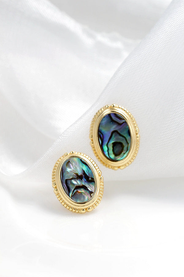 Authentic 925 Sterling Silver Earring Inlaid Natural Abalone Shell 18K Gold Plated Earring Geometric Design Fashion Jewelry Gift