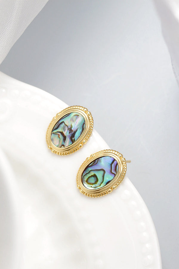 Authentic 925 Sterling Silver Earring Inlaid Natural Abalone Shell 18K Gold Plated Earring Geometric Design Fashion Jewelry Gift