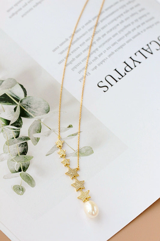 Authentic 925 Sterling Silver Little Star shaped pendant set Inlaid Natural Freshwater Pearl Necklace Women Fashion Jewelry Gift
