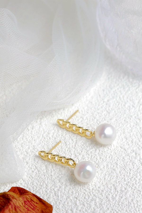 Authentic 925 Sterling Silver Earring Inlaid Natural Baroque Pearl 18K Gold Plated Earring Minimalist Design Jewelry Gift