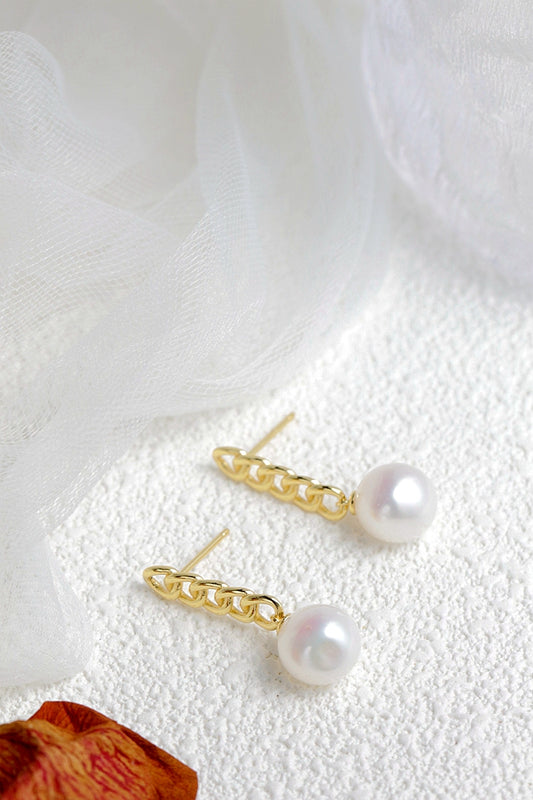 Authentic 925 Sterling Silver Earring Inlaid Natural Baroque Pearl 18K Gold Plated Earring Minimalist Design Jewelry Gift