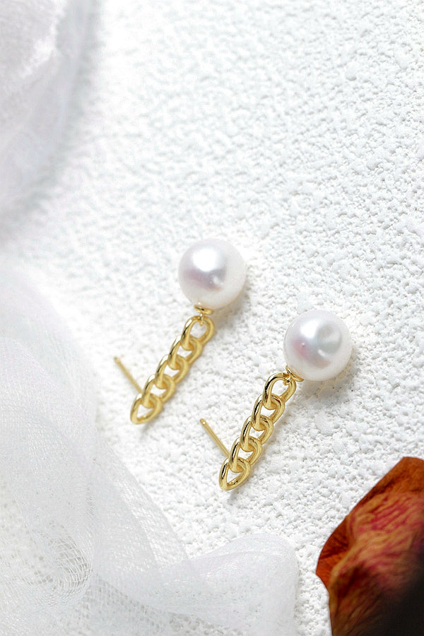 Authentic 925 Sterling Silver Earring Inlaid Natural Baroque Pearl 18K Gold Plated Earring Minimalist Design Jewelry Gift