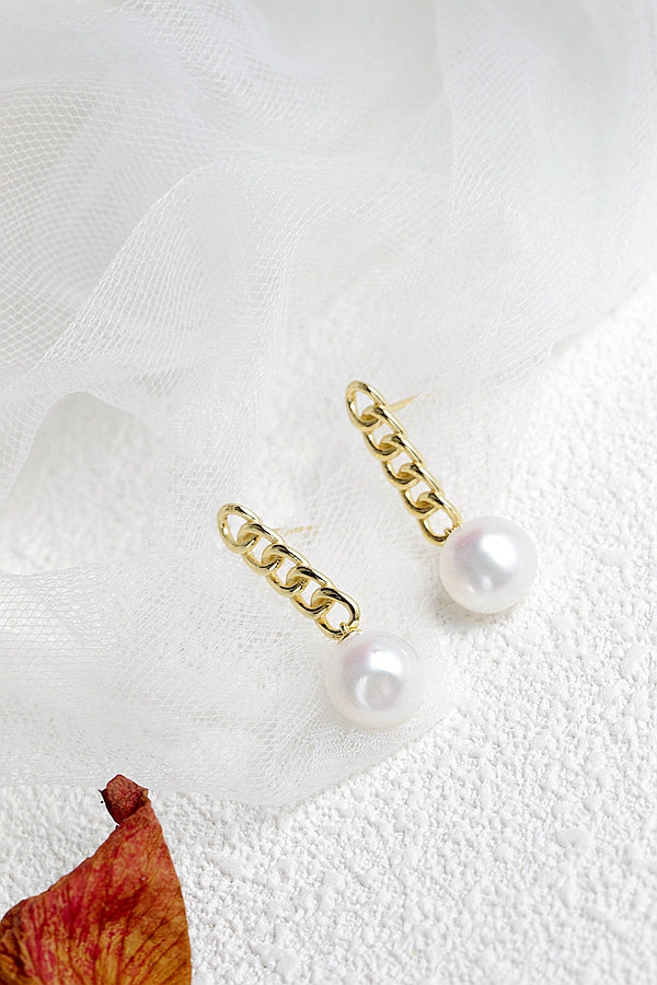 Authentic 925 Sterling Silver Earring Inlaid Natural Baroque Pearl 18K Gold Plated Earring Minimalist Design Jewelry Gift