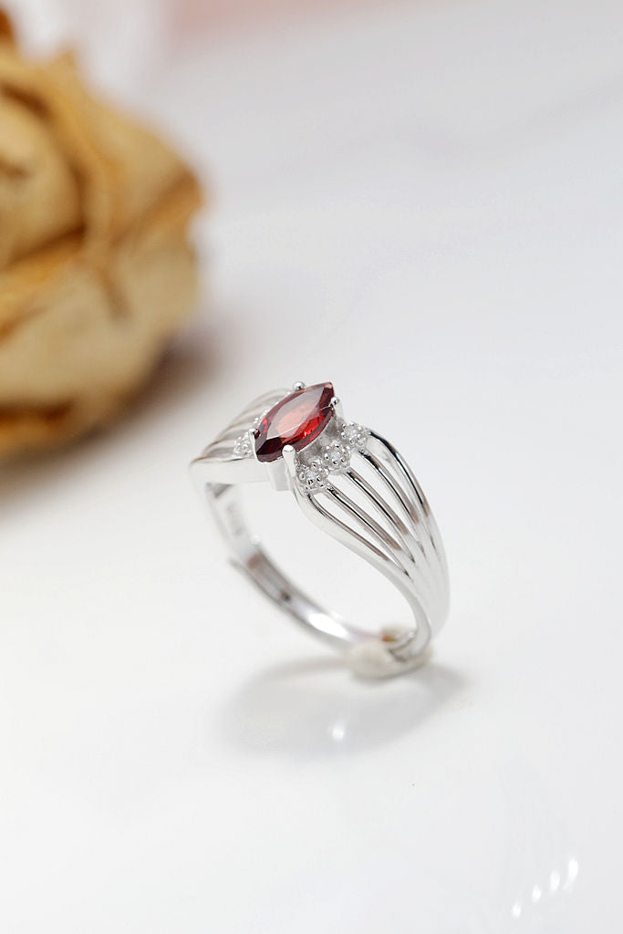 Authentic 925 Sterling Silver Charm Lady Opening Adjustable Rings Inlaid Natural Garnet Ring Trendy High Quality Jewelry Gift