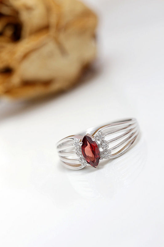 Authentic 925 Sterling Silver Charm Lady Opening Adjustable Rings Inlaid Natural Garnet Ring Trendy High Quality Jewelry Gift