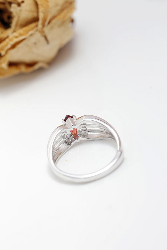 Authentic 925 Sterling Silver Charm Lady Opening Adjustable Rings Inlaid Natural Garnet Ring Trendy High Quality Jewelry Gift