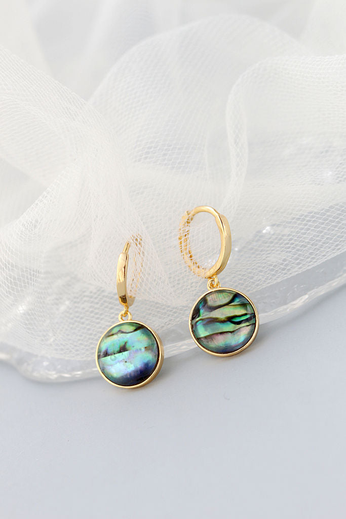 Inlaid Natural Abalone Shell 18K Gold Plated Earrings Simple Chic Elegance 925 Sterling Silver Earring for everyday wear