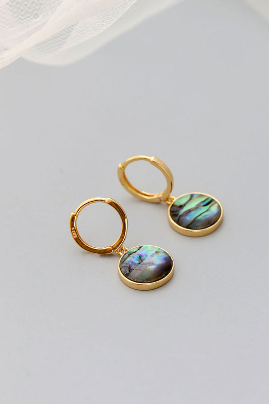 Inlaid Natural Abalone Shell 18K Gold Plated Earrings Simple Chic Elegance 925 Sterling Silver Earring for everyday wear