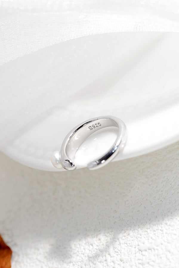 Authentic 925 Sterling Silver Open Ring Inlaid Natural Freshwater Pearl Fashion Creative Little Finger Tail Ring Lady Gift