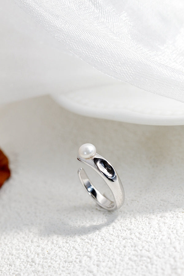 Authentic 925 Sterling Silver Open Ring Inlaid Natural Freshwater Pearl Fashion Creative Little Finger Tail Ring Lady Gift