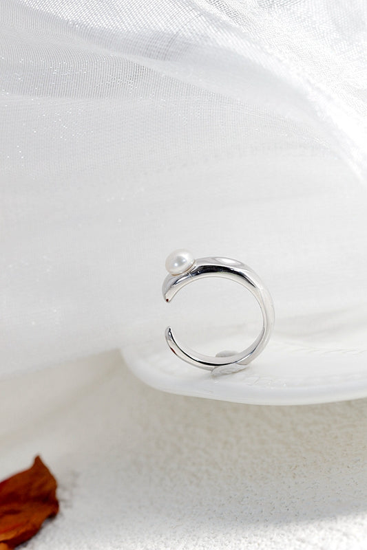 Authentic 925 Sterling Silver Open Ring Inlaid Natural Freshwater Pearl Fashion Creative Little Finger Tail Ring Lady Gift