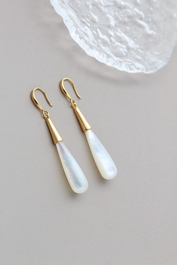 18K Gold Plated Women Earring Inlaid Natural Pearl Shellfish Handmade Creative 925 Sterling Silver Earrings Fine Jewelry Gift