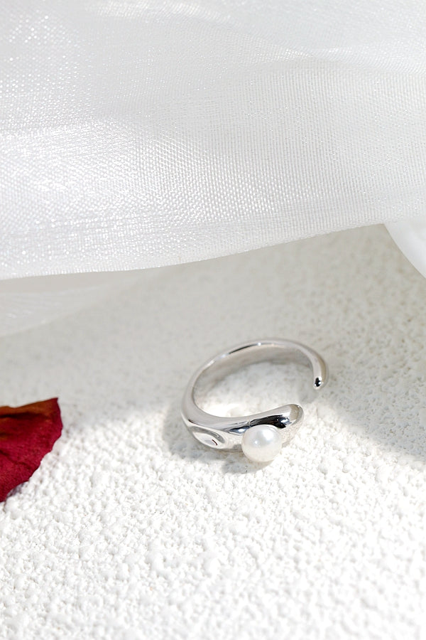 Authentic 925 Sterling Silver Open Ring Inlaid Natural Freshwater Pearl Fashion Creative Little Finger Tail Ring Lady Gift