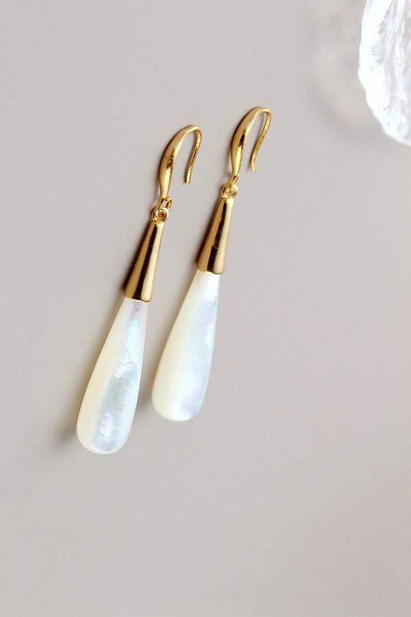 18K Gold Plated Women Earring Inlaid Natural Pearl Shellfish Handmade Creative 925 Sterling Silver Earrings Fine Jewelry Gift
