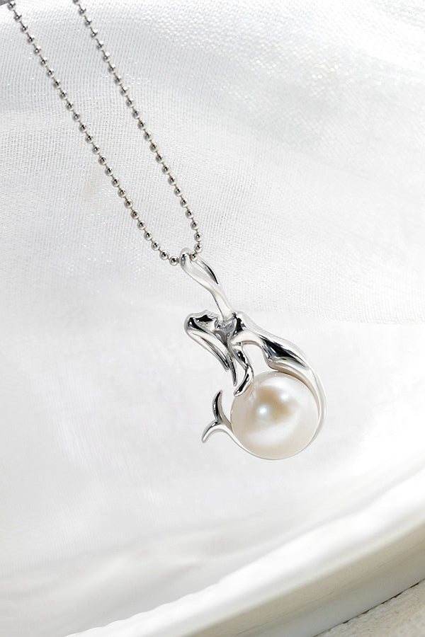 Authentic 925 Sterling Silver Pendant Inlaid Natural Freshwater Pearl Mermaid Pendant Fashionable Women Party Fine Jewelry Gift