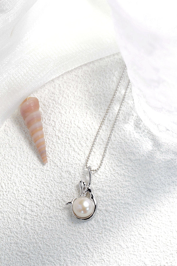 Authentic 925 Sterling Silver Pendant Inlaid Natural Freshwater Pearl Mermaid Pendant Fashionable Women Party Fine Jewelry Gift