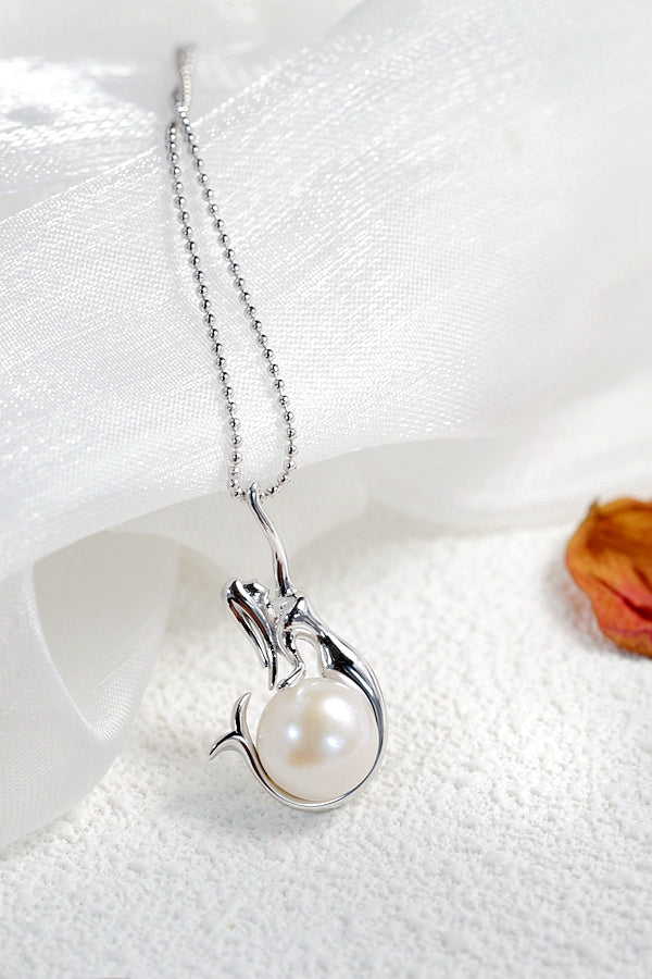 Authentic 925 Sterling Silver Pendant Inlaid Natural Freshwater Pearl Mermaid Pendant Fashionable Women Party Fine Jewelry Gift