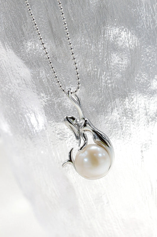 Authentic 925 Sterling Silver Pendant Inlaid Natural Freshwater Pearl Mermaid Pendant Fashionable Women Party Fine Jewelry Gift