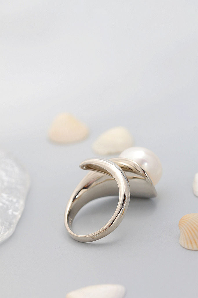 Authentic 925 Sterling Silver Ring Inlaid Natural Freshwater Pearl 18K Gold-Plated Leaf Open Rings Fashion Women Jewelry Gift