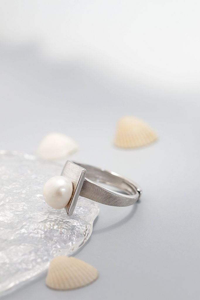 18K Gold Plated Women Ring Inlaid Natural Pearl Shellfish Handmade Creative 925 Sterling Silver Rings Fine Jewelry Gift