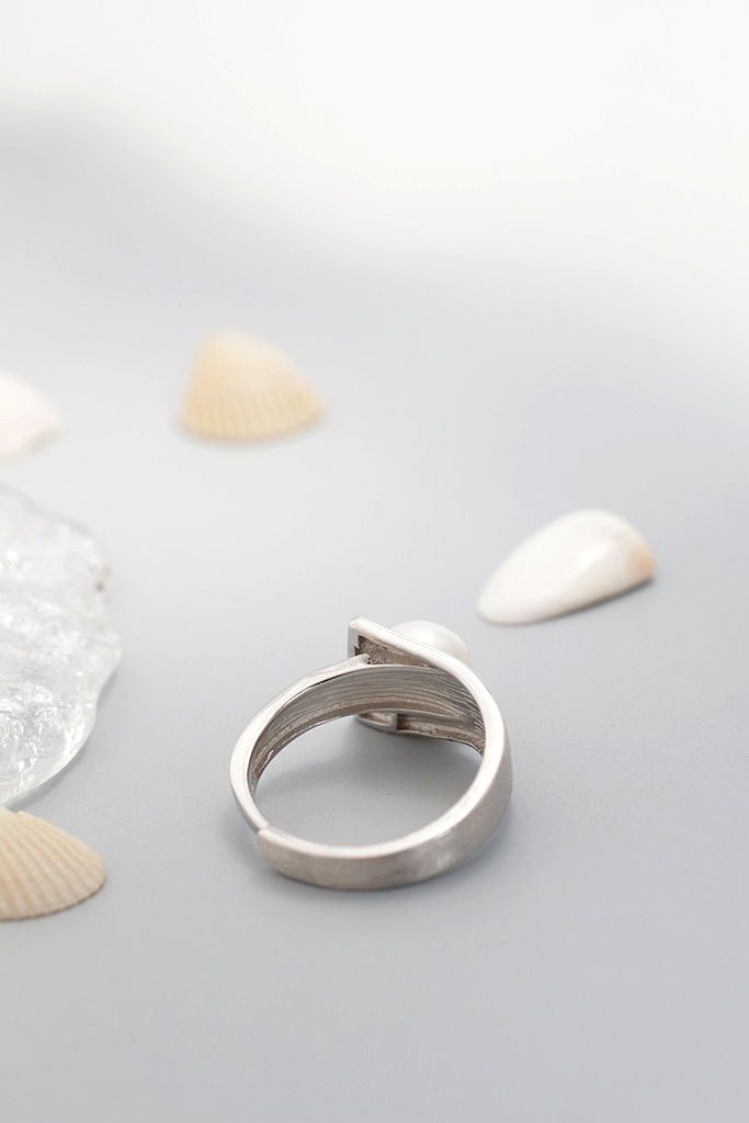 18K Gold Plated Women Ring Inlaid Natural Pearl Shellfish Handmade Creative 925 Sterling Silver Rings Fine Jewelry Gift