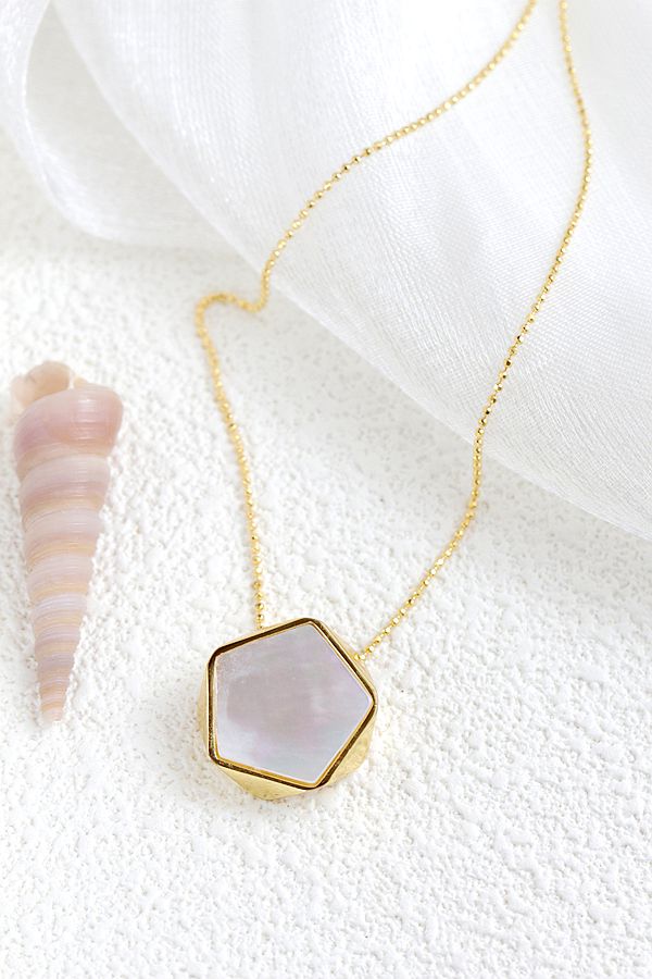 Authentic 925 Sterling Silver Pendant Inlaid Natural Pearl Shell 18K Gold Plated Pendant Geometric Design Fashion Style Jewelry