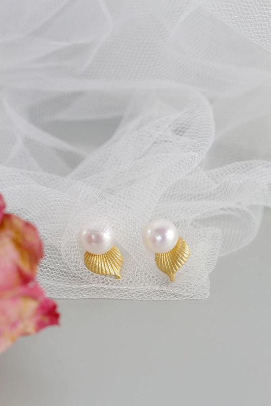 Cute and Minimalist Style 925 Sterling Silver Earring Inlaid Natural Freshwater Pearl 18K Gold Plated Earring Fashion Jewelry