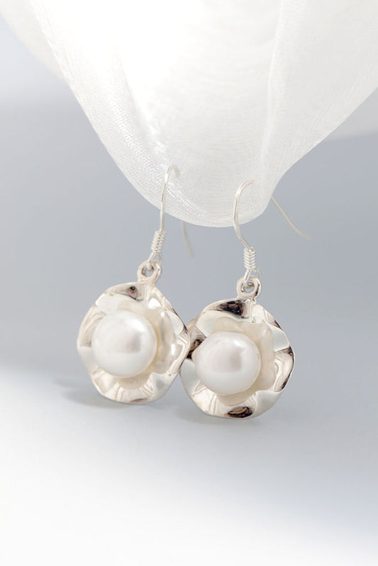 Authentic 925 Sterling Silver Fashion Women 9mm Natural Freshwater Pearl Earring For Female Wedding Party Fine Jewelry Gift