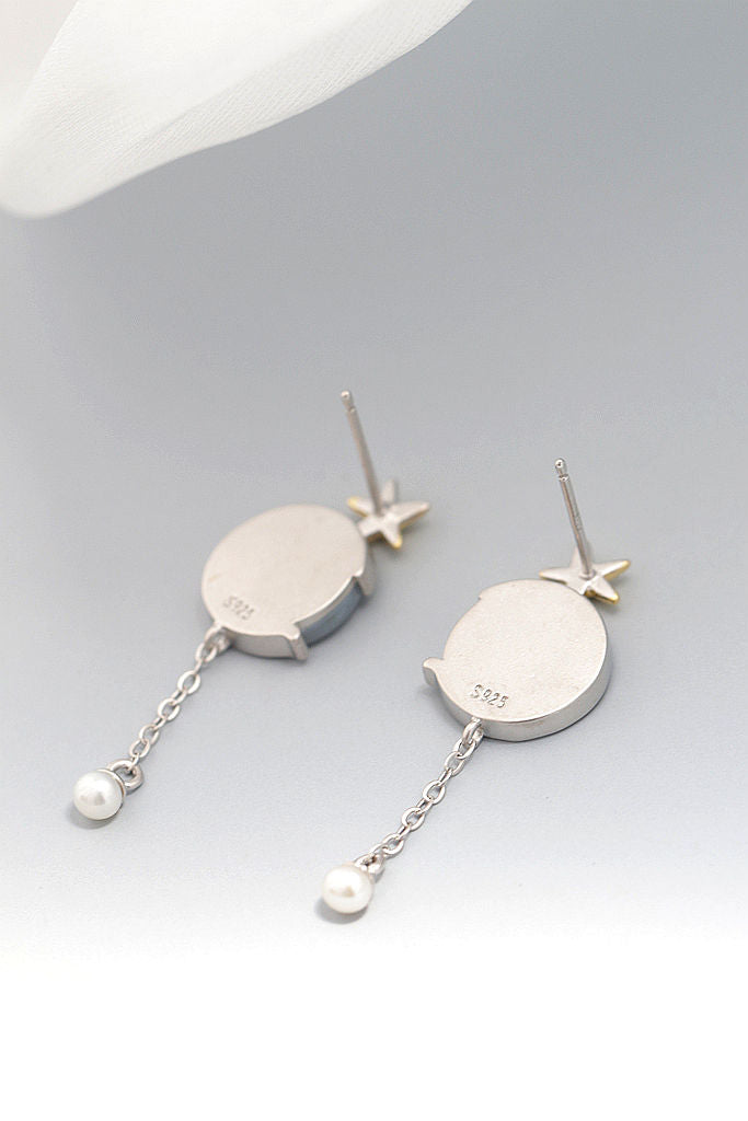 Handmade Creative Female Trendy Inlaid Natural White Pearl Shell Little Starfish 925 Sterling Silver Earring Fine Jewelry Gift