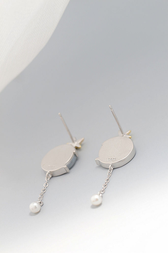 Handmade Creative Female Trendy Inlaid Natural White Pearl Shell Little Starfish 925 Sterling Silver Earring Fine Jewelry Gift
