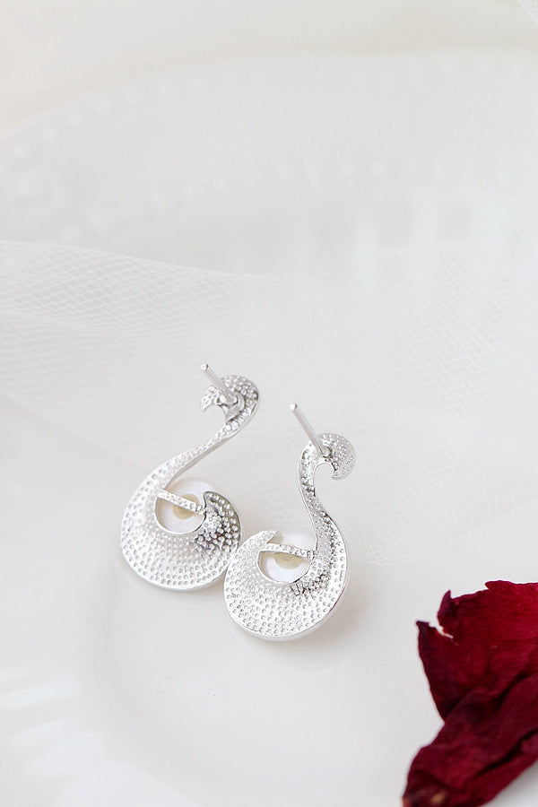 Authentic 925 Sterling Silver Women Earring Inlaid Natural Freshwater Pearl Trendy Earrings Wedding Party Fine Jewelry Gift