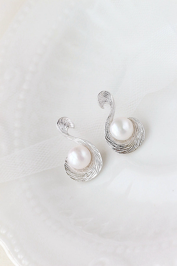 Authentic 925 Sterling Silver Women Earring Inlaid Natural Freshwater Pearl Trendy Earrings Wedding Party Fine Jewelry Gift