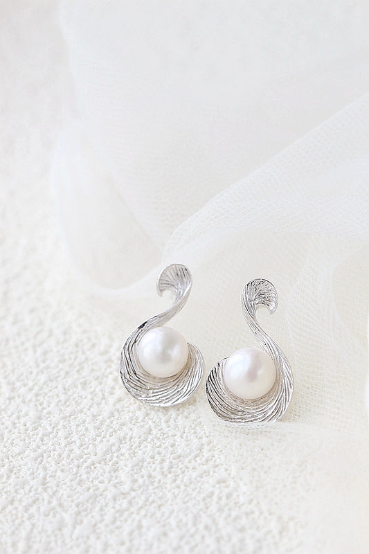 Authentic 925 Sterling Silver Women Earring Inlaid Natural Freshwater Pearl Trendy Earrings Wedding Party Fine Jewelry Gift