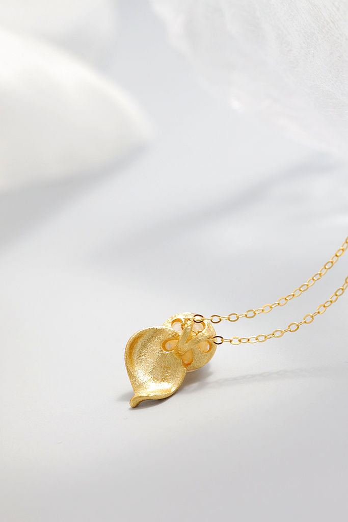 925 Sterling Silver Pendant Inlaid Natural Freshwater Pearl 18K Gold Plated Very Small Leaf Pendant Fashion Creative Jewelry